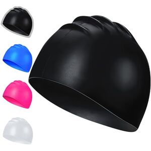 CENCERY Bonnet de Bain pour Homme et Femme, Bonnet de Bain imperméable en Silicone, Bonnet de Bain Unisexe antidérapant pour Cheveux Longs et Courts (Noir) - Publicité