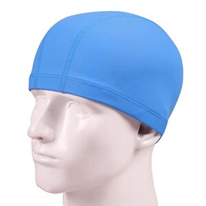 MenYiYDS Bonnet de bain enduit PU doux bonnet de bain protection des oreilles bonnet de bain imperméable bonnet de bain pour hommes femmes cheveux longs courts (bleu royal) - Publicité