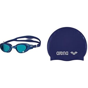 arena Lunettes de Natation Adultes The One, Antibuée, Mixtes, Verres Larges, Protection contre les UV, Pont de Nez Auto-ajustable, Bleu & Classic Silicone Bonnet de piscine Mixte Adulte, Bleu/Argent - Publicité