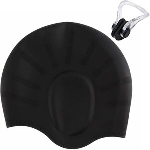 XPEX 100% Silicone Bonnet de Bain Femme Bonnet de Bain Homme Bonnet Piscine Bonnet Piscine Femme Cheveux Long, Pince-Nez de Natation (A) - Publicité