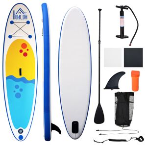 Homcom Tavola Gonfiabile SUP Stand Up Paddle con Pagaia Regolabile, Tavola Surf con Accessori Inclusi, Blu 305x76x10cm
