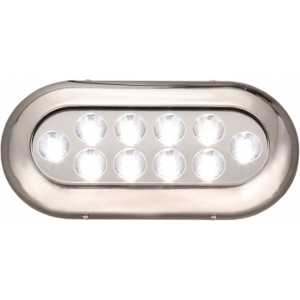 Luce subacquea a 10 LED con cornice in acciaio inox AISI 316