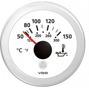VDO Indicatore temperatura olio 50°-150° Ø 52 mm. 12/24 V Bianco