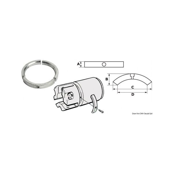 osculati anodo per elica piedi sail drive/folding prop, serie 3 pezzi kit anodi zinco volvo saildrive 3 p.