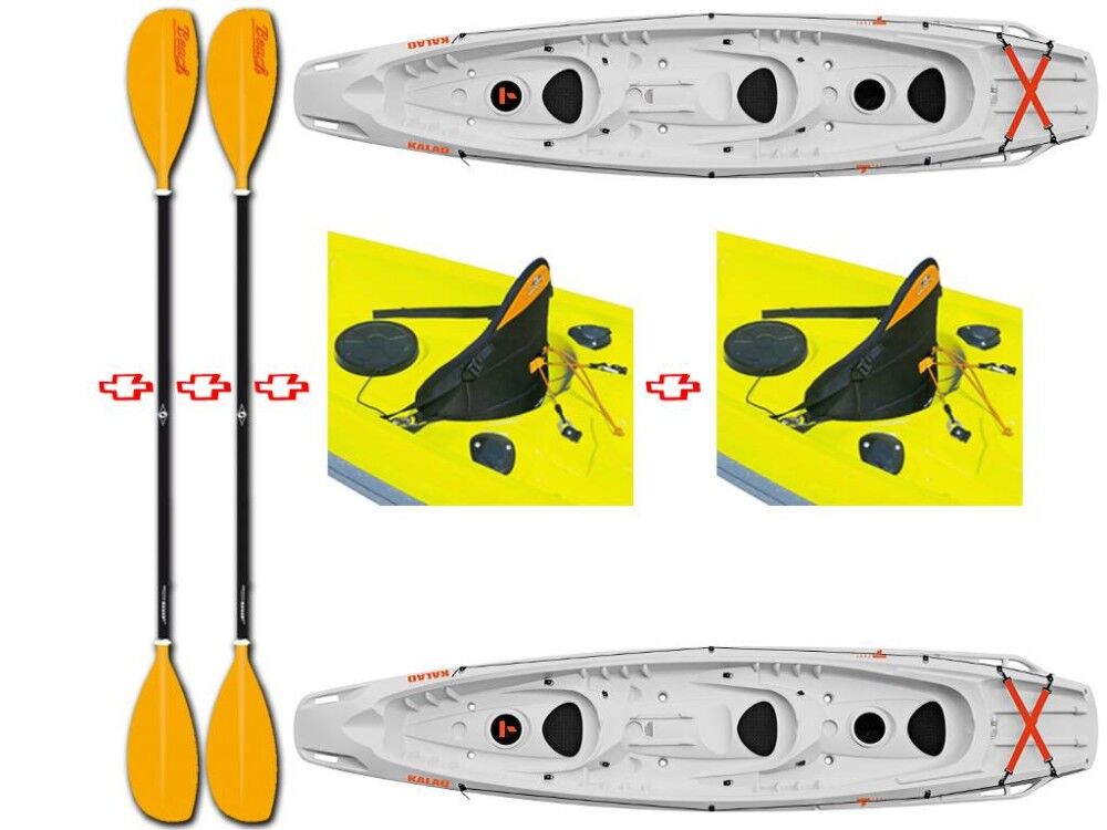 Tahe - Bic Sport Canoa Rigida Kalao Grey/orange 106847 + 2 Pagaie Touring-1 Fissa + 2 Schienalini Power Tahe / Bic Sport