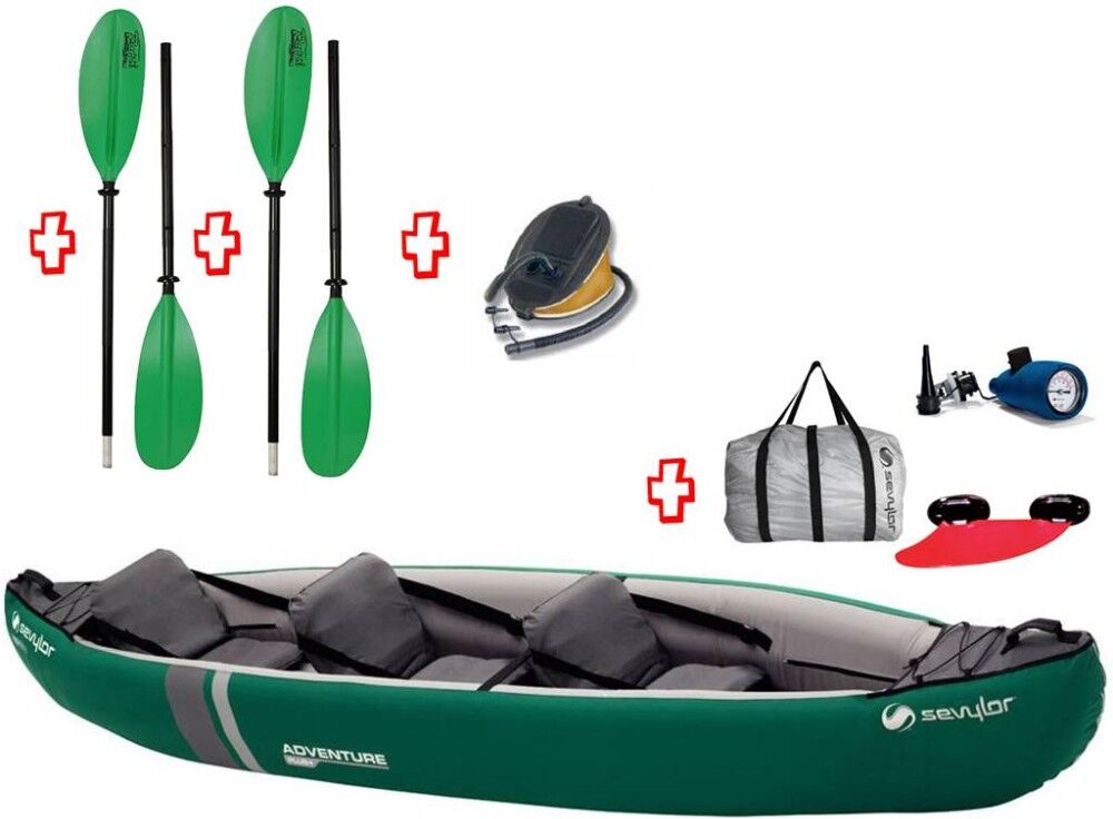 Sevylor Canoa Gonfiabile Adventure Plus + 2 Pagaie Touring-2 Div. In 2 Parti + Pompa 2000016740