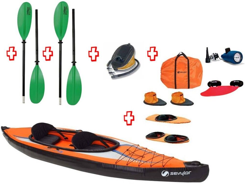 Sevylor Canoa Gonfiabile Pointer K2 + 2 Pagaie Touring-2 Div. In 2 Parti + Pompa St6207