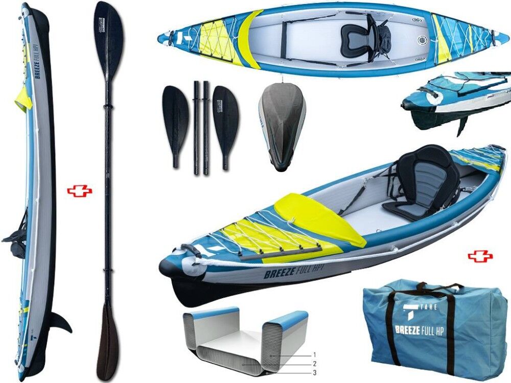 Tahe - Bic Sport Canoa Gonfiabile Air Breeze Full Hp 1 107183 + Pagaia Pro Carbon-4 Div. In 4 Parti Tahe / Bic Sport