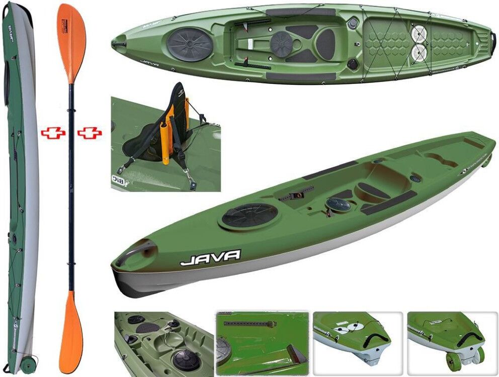 Tahe - Bic Sport Canoa Rigida Java Fishing 108946 Tahe / Bic Sport + Pagaia Touring-1 Fissa + Schienalino Tahe / Bic Sport