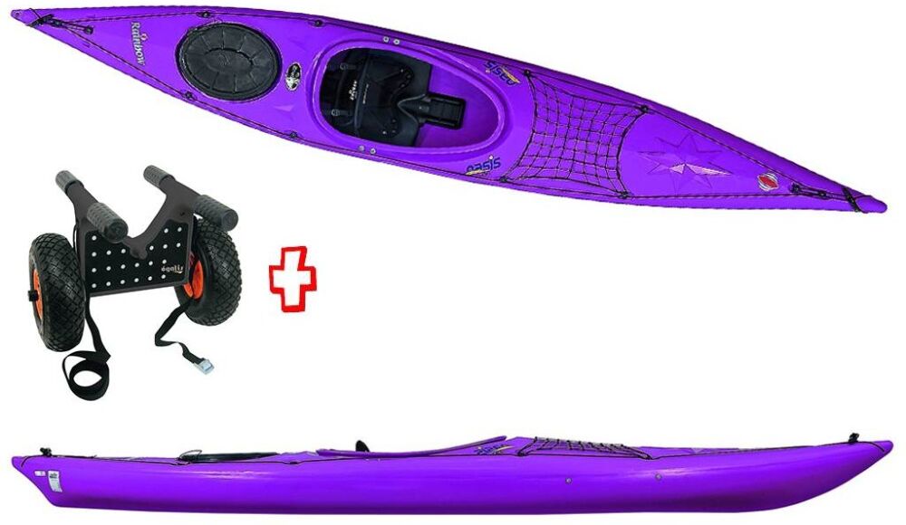 Canoa Rigida Oasis 3.90 Expedition + Carrellino Rainbow