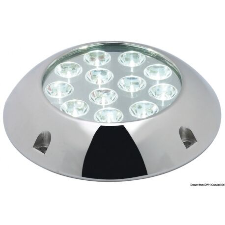 Osculati Luce subacquea per carena / specchio di poppa / plancetta con viti Faro subacqueo 6 LED blu, con viti