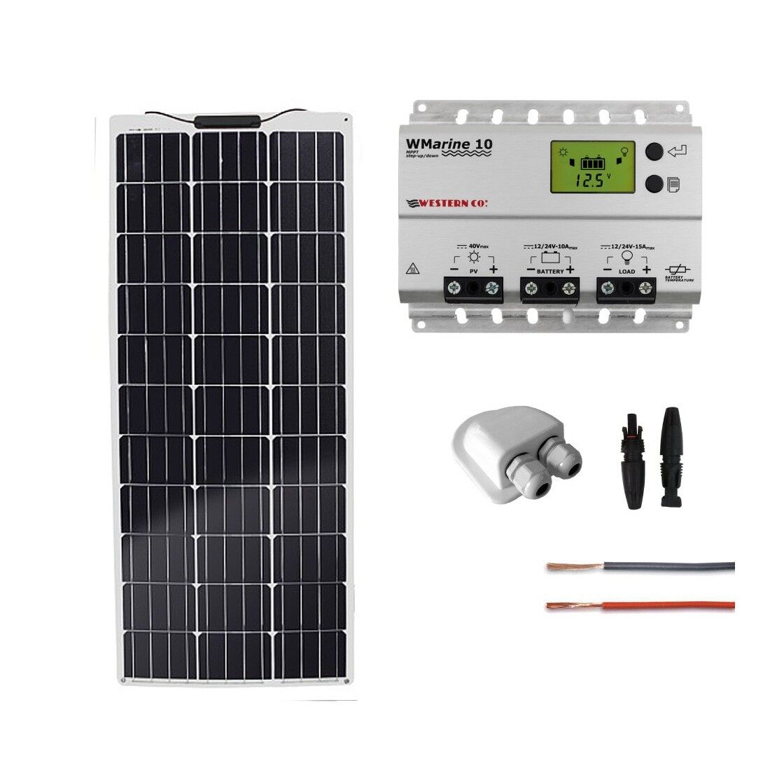 IoRisparmioEnergia Selection Kit fotovoltaico per nautica con pannello semi-flessibie 100Wp mono   NAUM100