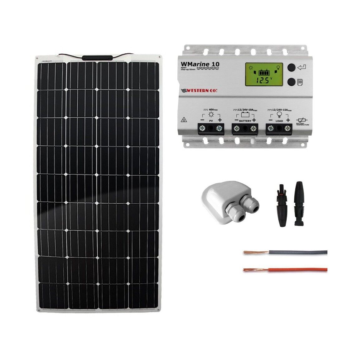 IoRisparmioEnergia Selection Kit fotovoltaico per nautica con pannello semi-flessibie 150Wp mono   NAUM150