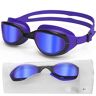 HotSrace Gepolariseerde zwembril, uniseks, gepolariseerd, zwart en violet met paarse lenzen