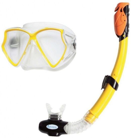 Intex Snorkelset Aviator Pro Swim set 2 delig junior geel - Geel