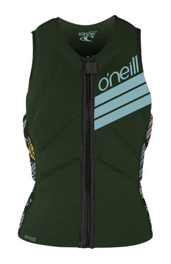 O'Neill Slasher Womens Comp Vest Front Zip (Dark Olive/Baylen)