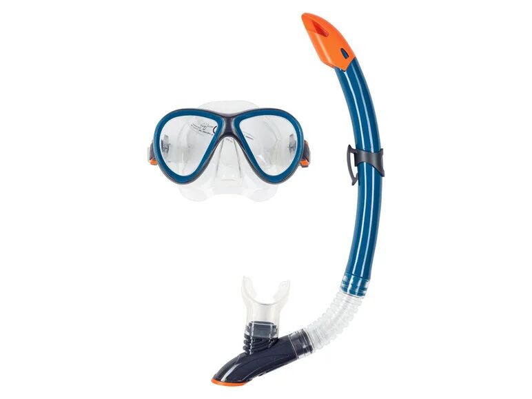 CRIVIT® Dámska / pánska maska na potápanie s dýchacou trubicou (modrá/čierna)