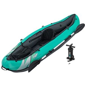 Bestway Hydro-Force Ventura Elite X1 Kayak Inflatable Boat Set with Hand Pump, Paddles, Seats, Fins and Storage Bag One Seater