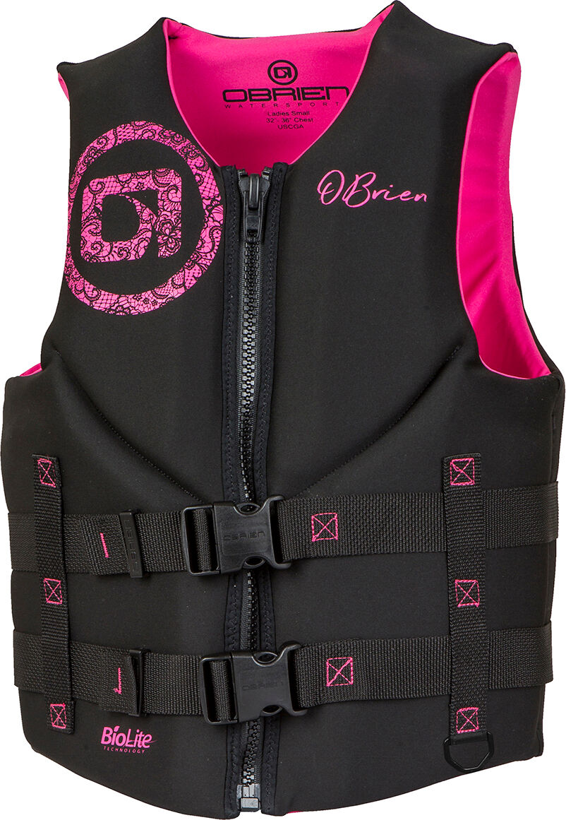 Photos - Life Jacket Obrien O'Brien Women's Traditional Neo  - Black/Pink - XS 2192433 