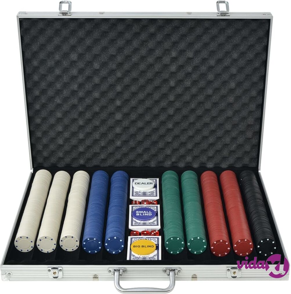 vidaXL Poker Set with 1000 Chips Aluminium