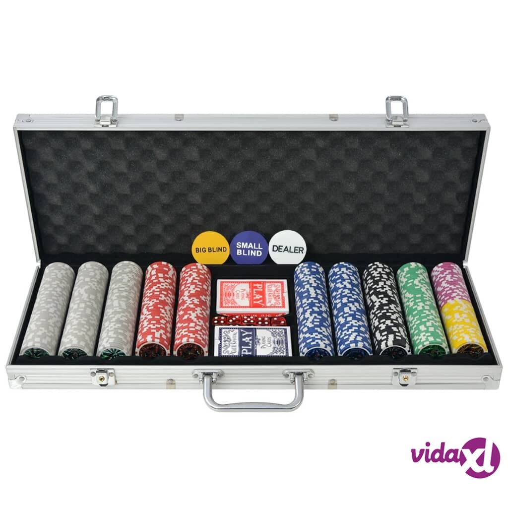 vidaXL Poker Set with 500 Laser Chips Aluminium