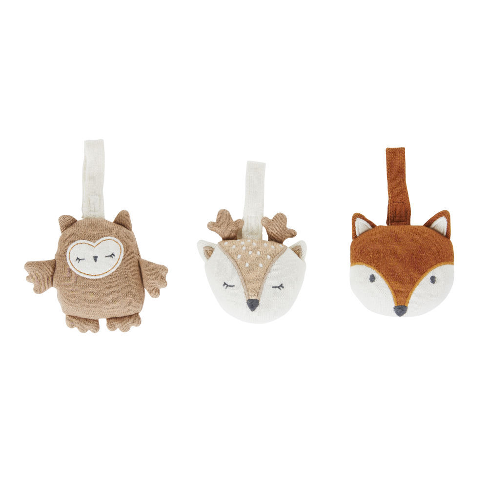 Maisons du Monde Jouets d'éveil bébé pour arche en coton bio marron, blanc et beige