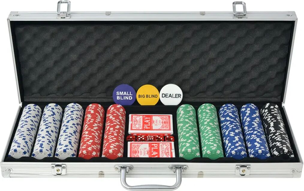 vidaXL Jeu de poker avec 500 jetons Aluminium