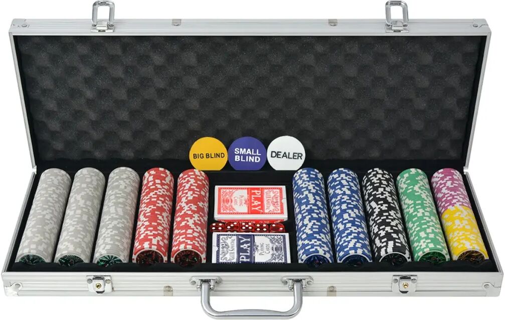 vidaXL Coffret de poker avec 500 jetons Laser Aluminium