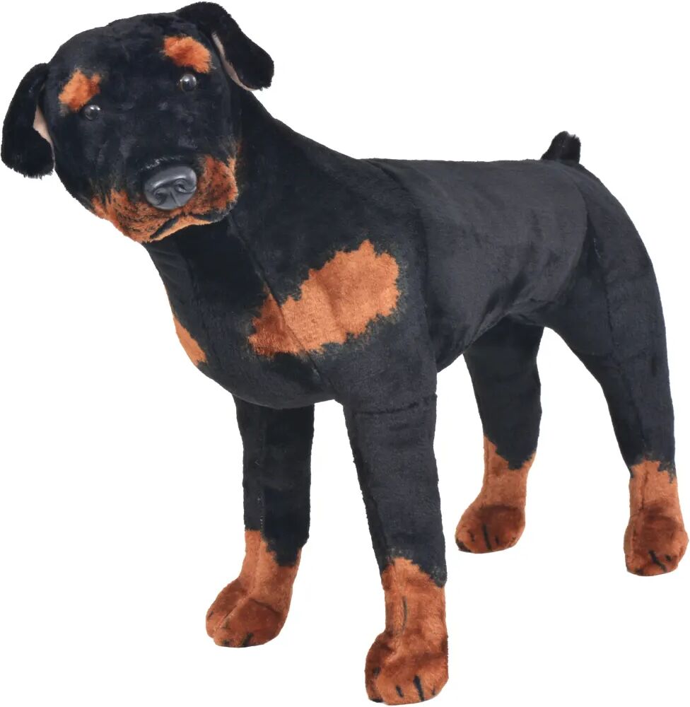 vidaXL Jouet en peluche Chien de race Rottweiler Marron et noir XXL