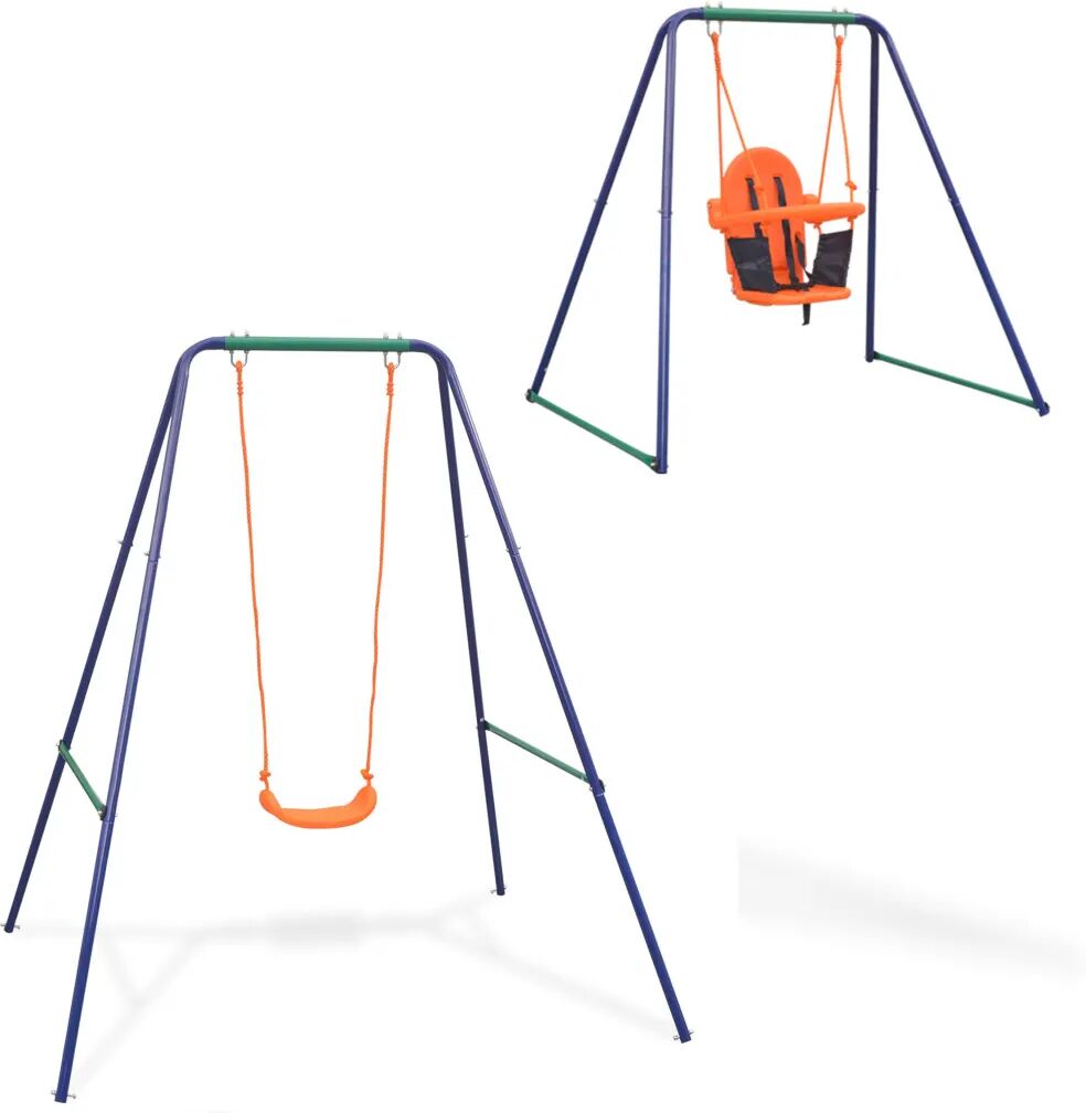 vidaXL Balançoire simple 2-en-1 et balançoire pour tout-petits Orange