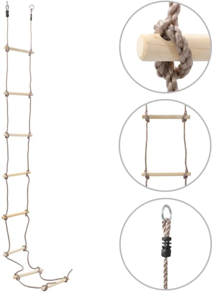 vidaXL Échelle de corde pour enfants 290 cm Bois