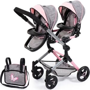 Bayer Puppen-Zwillingsbuggy »Twin Neo, grau«, mit Wickeltasche grau