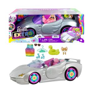 Barbie - Extra Auto Cabrio (Glitzert) Mit Regenbogen Reifen, Zubehör, Multicolor
