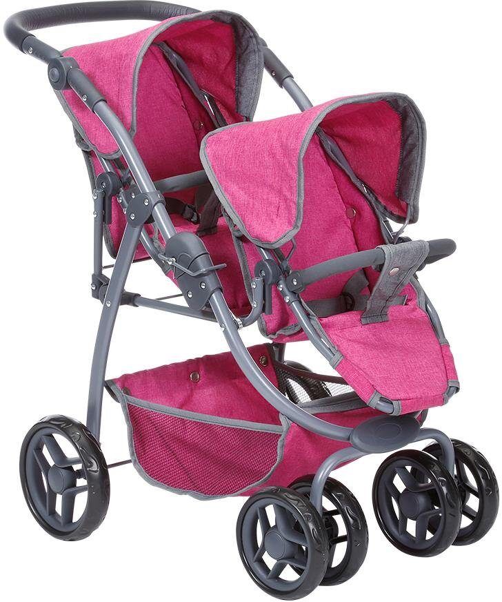 Knorrtoys® Puppen-Zwillingsbuggy »Milo - Berry« rosa