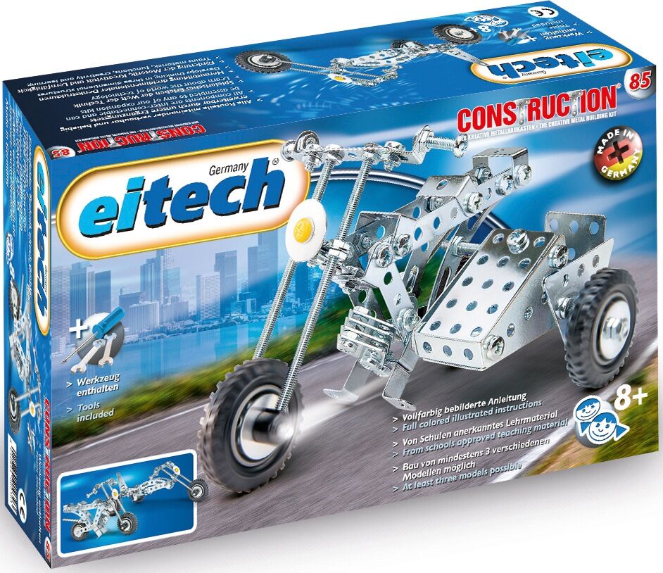 Eitech Metallbaukasten »Motorrad mit Beiwagen«, (170 St.), Made in Germany silberfarben