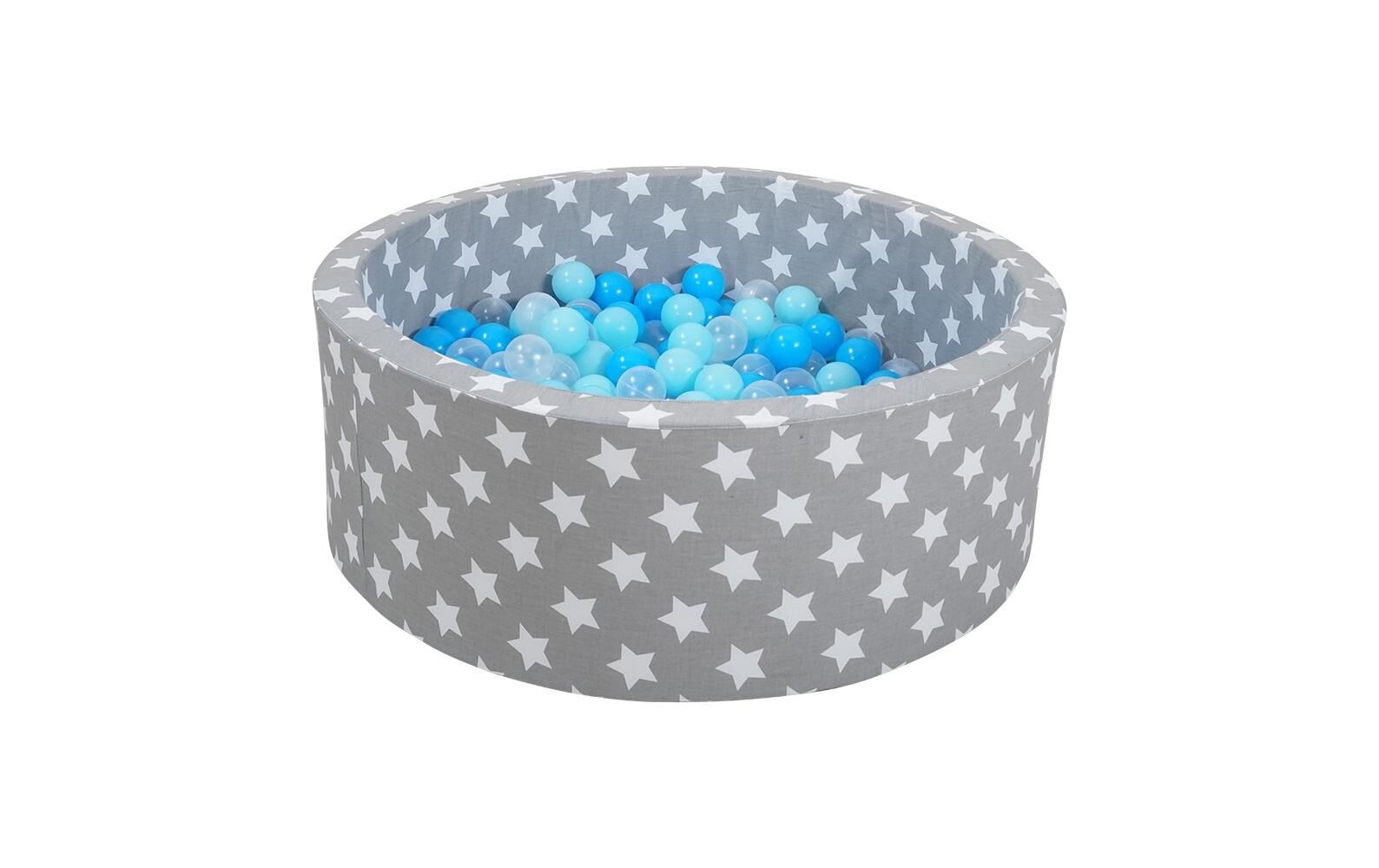 Knorrtoys® Bällebad »Grey White Stars 300 Bälle blue/blue/transparent« grau