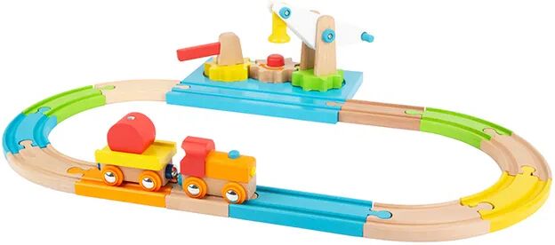 small foot® Holzeisenbahn JUNIOR – KRAN 16-teilig in bunt