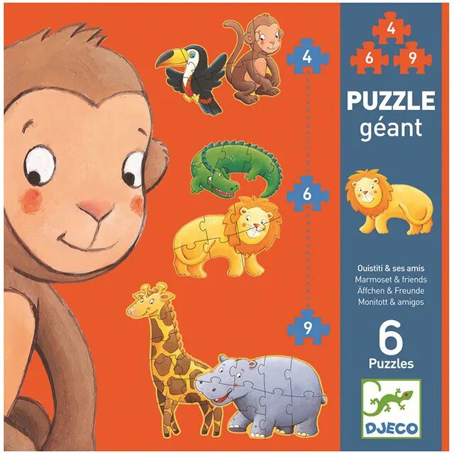 Djeco Puzzle MARMOSET & FRIENDS 4- bis 9-teilig in bunt