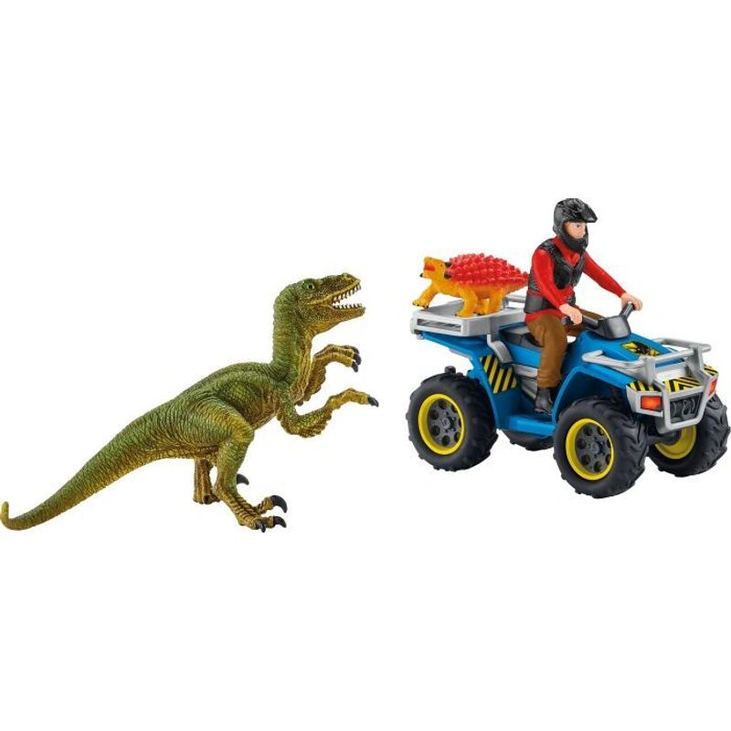Schleich® 41466 Dinosaurs – Flucht auf Quad vor Velociraptor