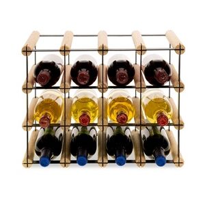 PROREGAL Modulares Weinregal VINOTECA MOD METAL   HxBxT 32,5x42,5x24,5cm   4x3 Flaschen   Massives Kiefernholz   Natur   Flaschenregal