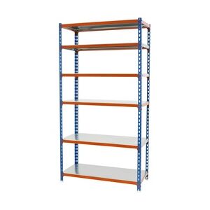 Proregal Schwerlastregal Giant Metal Shark   HxBxT 250x100x50cm   Fachlast 180kg   Blau-Orange