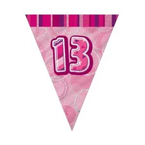 13. Geburtstag  Wimpelkette pink