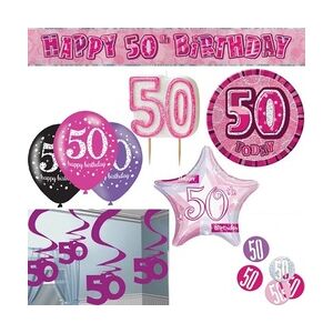 50. Geburtstag Partyset `Pink Schimmer` Einweggeschirr