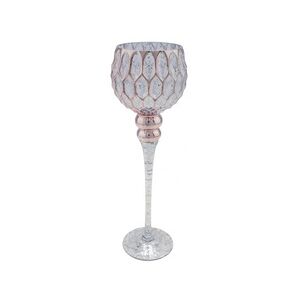 NEU Glaskelch, rosa / silber, handgefertigt, mundgeblasen, ∅ 13 cm / Höhe: 40 cm, 