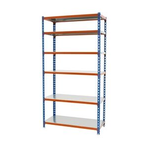 Proregal Schwerlastregal Giant Metal Shark   HxBxT 250x100x50cm   Fachlast 180kg   Blau-Orange