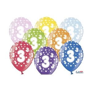 6 Luftballons 3. Geburtstag bunt