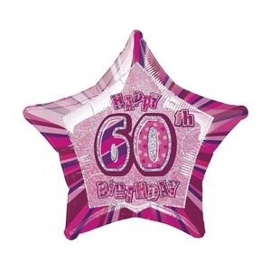 60. Geburtstag Folienballon Stern pink
