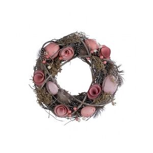 NEU Naturkranz mit Federn und Eiern, rosa / grau, 30 x 8 x 30cm, handgefertigt, *Germany*