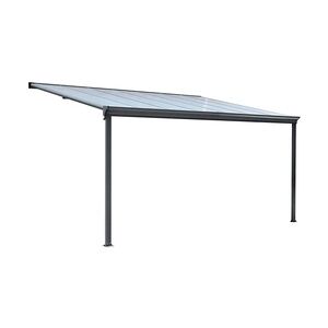 Terrassenüberdachung Sky Guard Aluminium 312 cm als Bausatz Sichtschienen und Hohlkammerplatten Grau