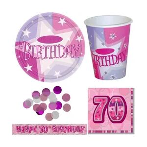 70. Geburtstag Partyset `Pink Schimmer` Einweggeschirr